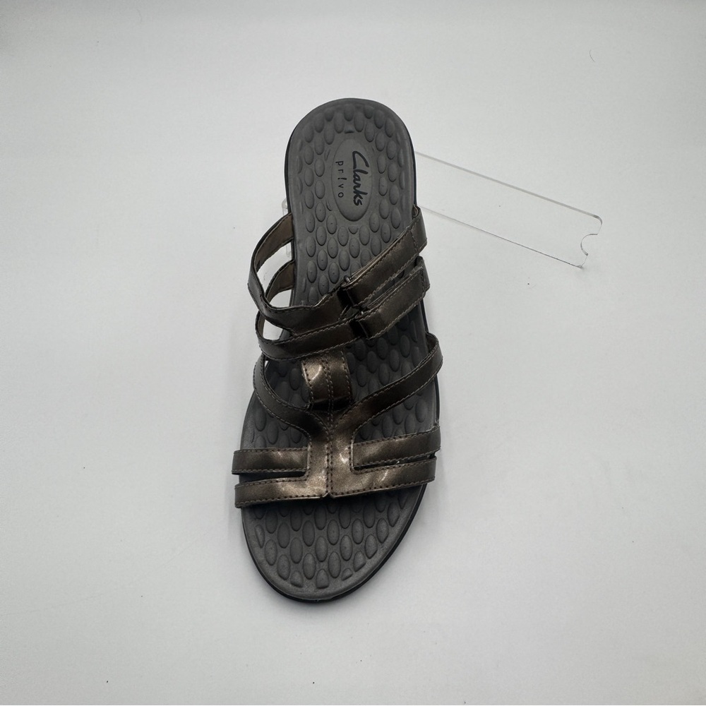 Clarks Bronze Strappy Slide Sandals - Picture 10 of 14